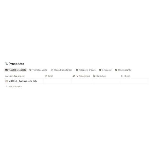 CRM simple Notion suivi prospects