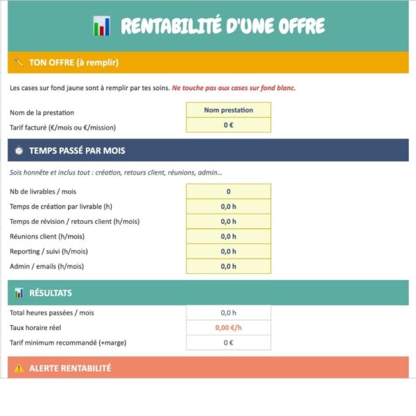 Calculateur TJM tarif freelance Google Sheets